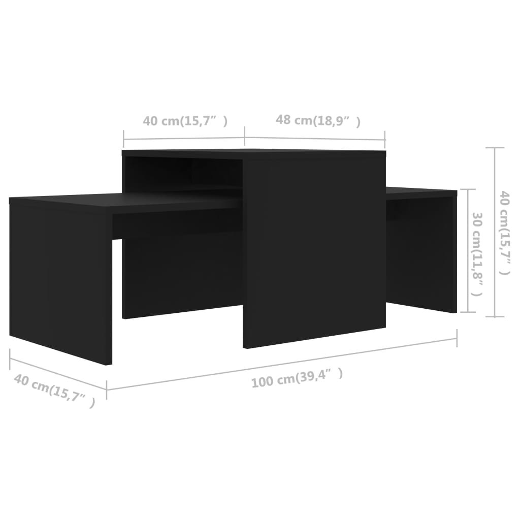 Berkfield Coffee Table Set Black 100x48x40 cm Engineered Wood