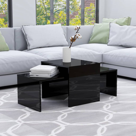 Berkfield Coffee Table Set High Gloss Black 100x48x40 cm Engineered Wood