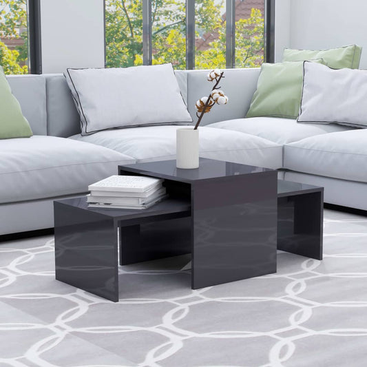 Berkfield Coffee Table Set High Gloss Grey 100x48x40 cm Engineered Wood