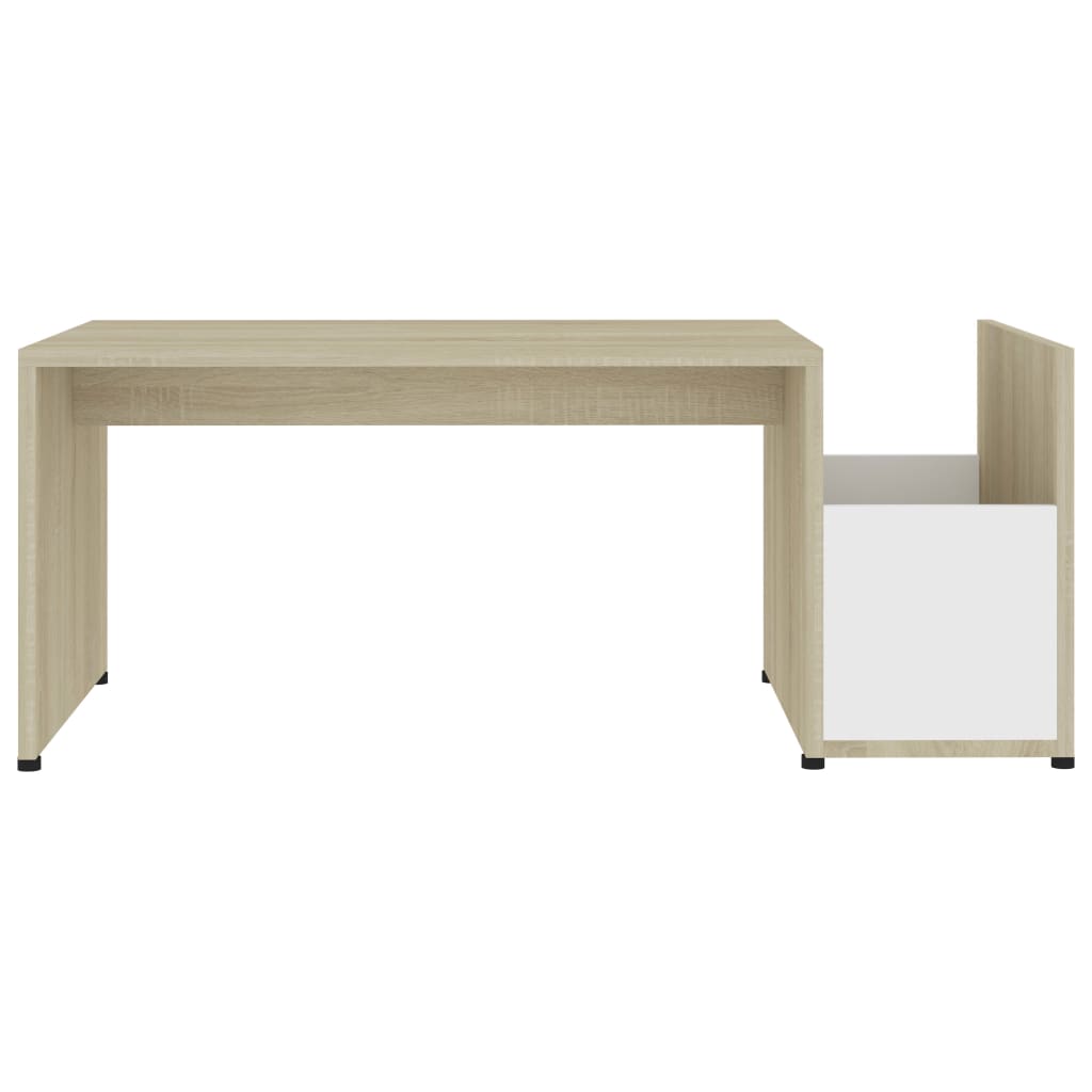 Berkfield Coffee Table White and Sonoma Oak 90x45x35 cm Engineered Wood