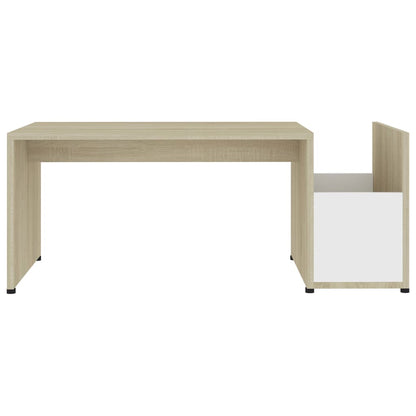 Berkfield Coffee Table White and Sonoma Oak 90x45x35 cm Engineered Wood