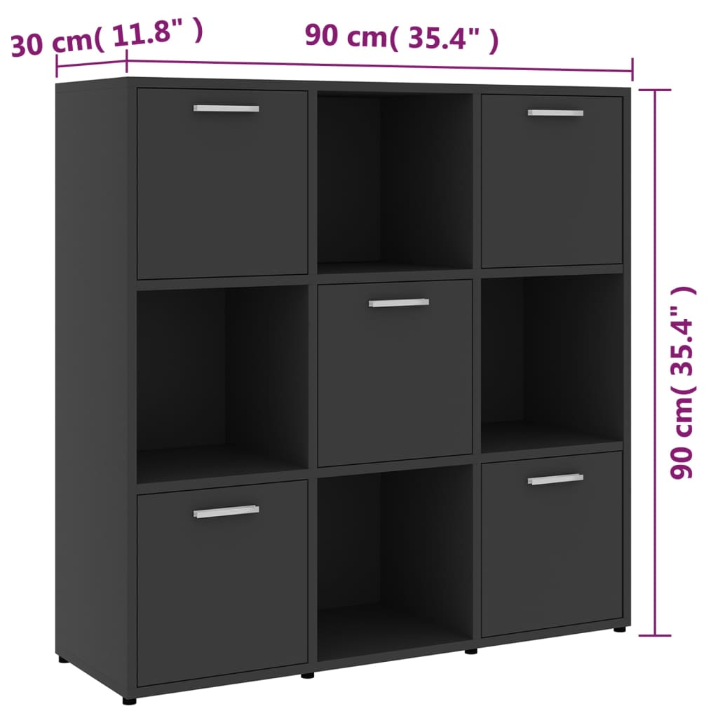 Berkfield Book Cabinet Grey 90x30x90 cm Engineered Wood