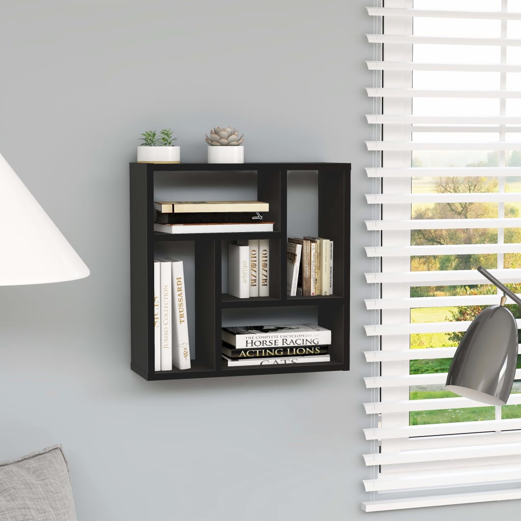 Berkfield Wall Shelf Black 45.1x16x45.1 cm Engineered Wood