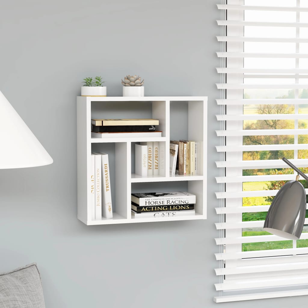 Berkfield Wall Shelf High Gloss White 45.1x16x45.1 cm Engineered Wood