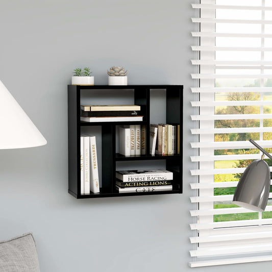 Berkfield Wall Shelf High Gloss Black 45.1x16x45.1 cm Engineered Wood
