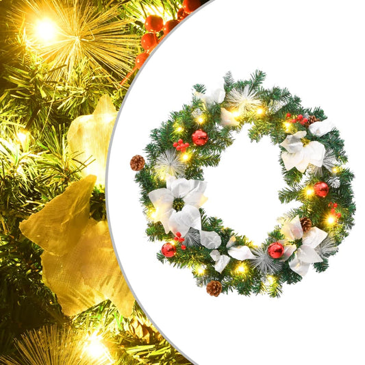 Berkfield Christmas Wreath with LED Lights Green 60 cm PVC