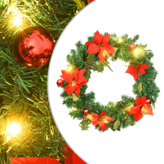 Berkfield Christmas Wreath with LED Lights Green 60 cm PVC