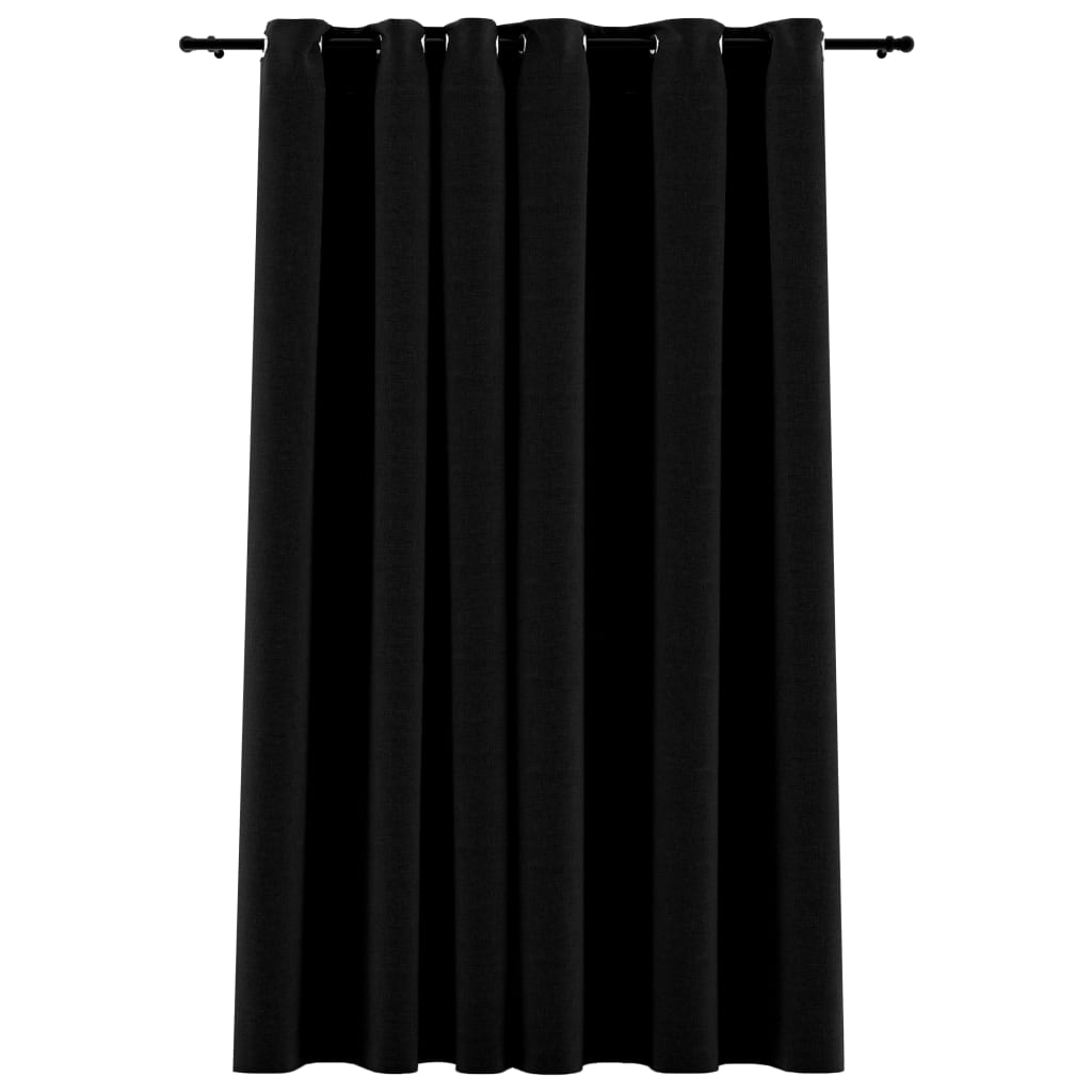 Berkfield Linen-Look Blackout Curtains with Grommets Black 290x245cm