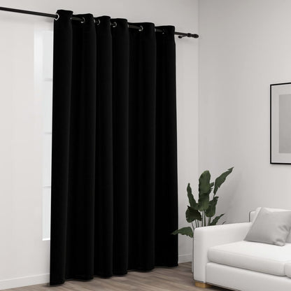 Berkfield Linen-Look Blackout Curtains with Grommets Black 290x245cm