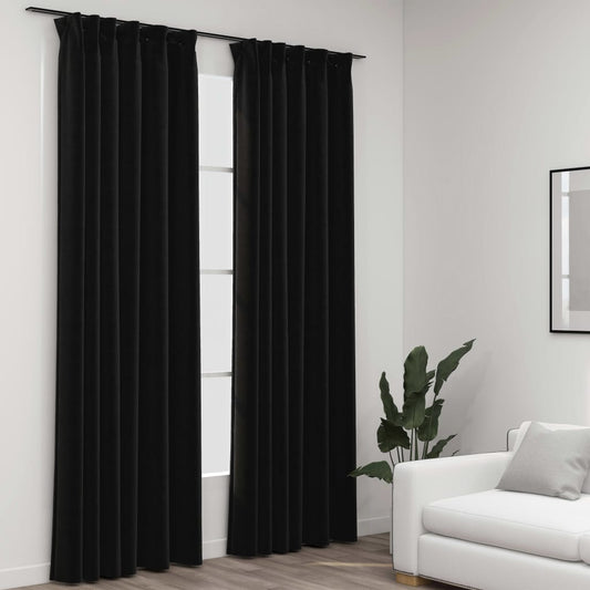 Berkfield Linen-Look Blackout Curtains with Hooks 2 pcs Anthracite 140x245 cm