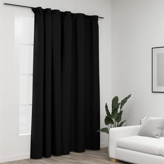 Berkfield Linen-Look Blackout Curtain with Hooks Anthracite 290x245 cm