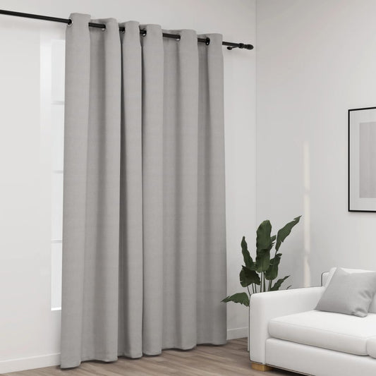 Berkfield Linen-Look Blackout Curtains with Grommets Grey 290x245cm