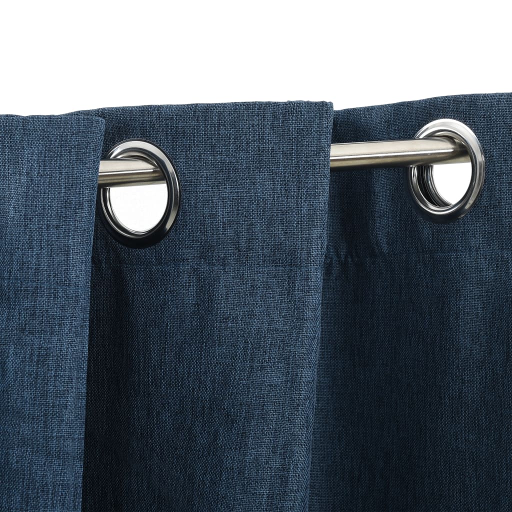 Berkfield Linen-Look Blackout Curtains with Grommets 2 pcs Blue 140x175cm