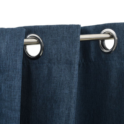 Berkfield Linen-Look Blackout Curtains with Grommets 2 pcs Blue 140x175cm