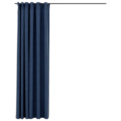 Berkfield Linen-Look Blackout Curtains with Hooks Blue 290x245 cm