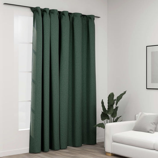 Berkfield Linen-Look Blackout Curtain with Hooks Green 290x245 cm