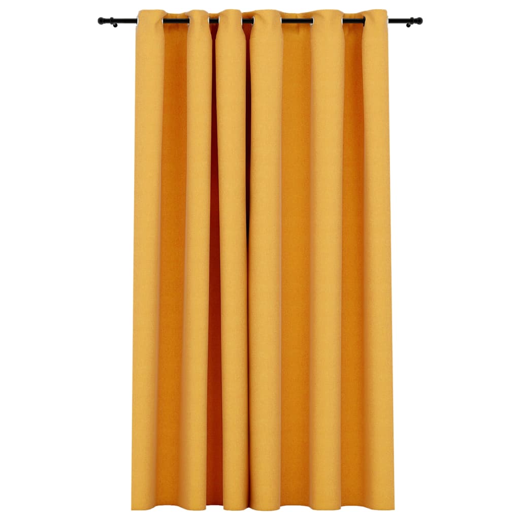 Berkfield Linen-Look Blackout Curtains with Grommets Yellow 290x245cm
