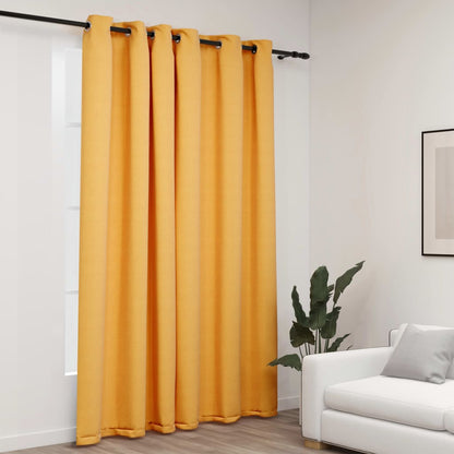 Berkfield Linen-Look Blackout Curtains with Grommets Yellow 290x245cm