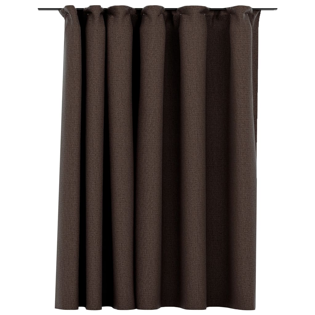 Berkfield Linen-Look Blackout Curtain with Hooks Taupe 290x245 cm