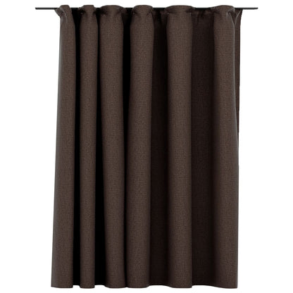 Berkfield Linen-Look Blackout Curtain with Hooks Taupe 290x245 cm