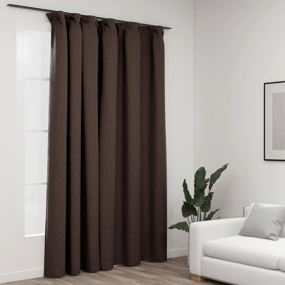 Berkfield Linen-Look Blackout Curtain with Hooks Taupe 290x245 cm