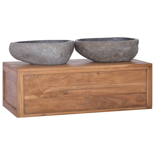 Berkfield Wall-mounted Bathroom Cabinet 90x45x30 cm Solid Teak Wood