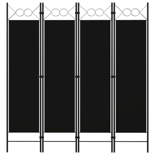 Berkfield 4-Panel Room Divider Black 160x180 cm