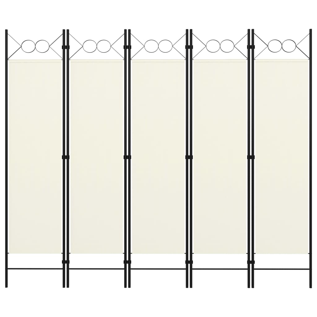 Berkfield 5-Panel Room Divider Cream White 200x180 cm