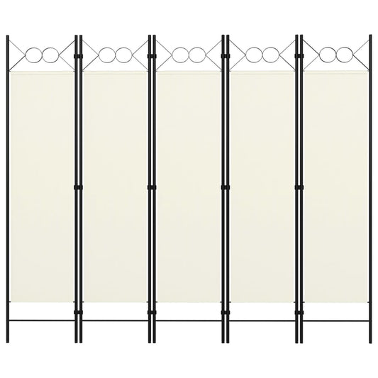 Berkfield 5-Panel Room Divider Cream White 200x180 cm