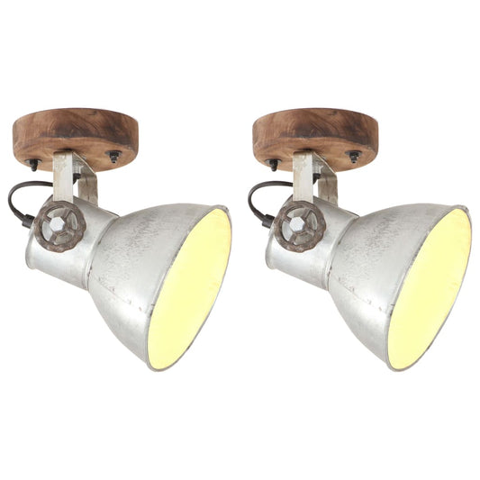 Berkfield Industrial Wall/Ceiling Lamps 2 pcs Silver 20x25 cm E27