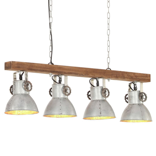 Berkfield Industrial Ceiling Lamp Silver E27 Mango Wood