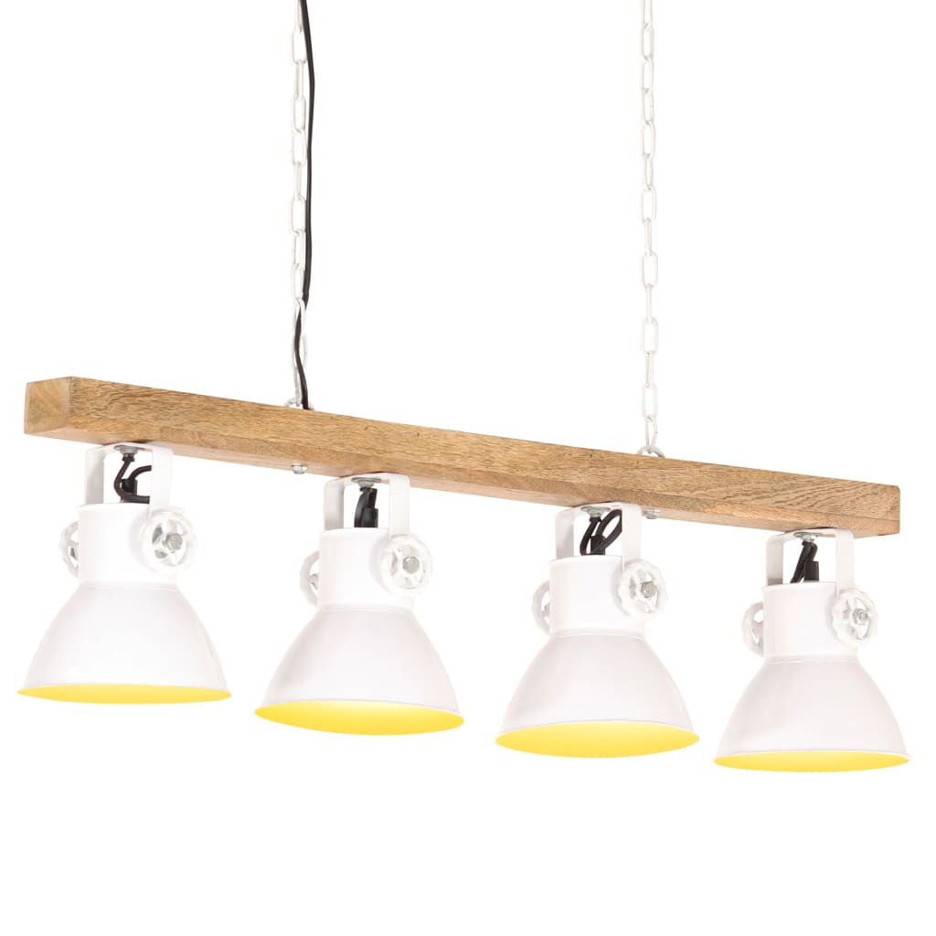 Berkfield Industrial Ceiling Lamp White E27 Mango Wood