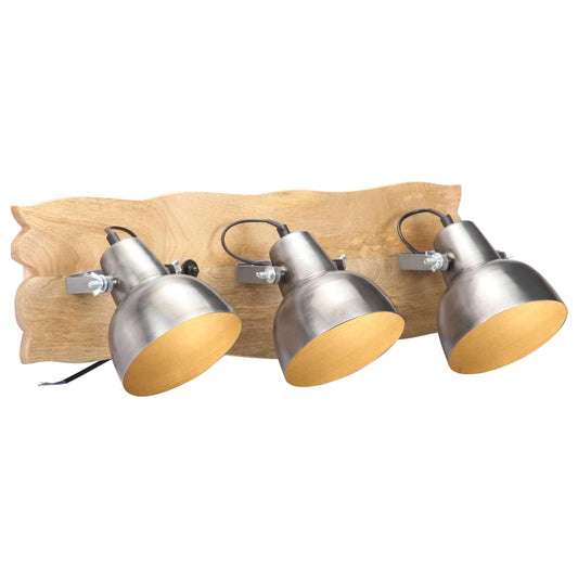 Berkfield Industrial Wall Lamp Silver 68x23 cm E27 Mango Wood