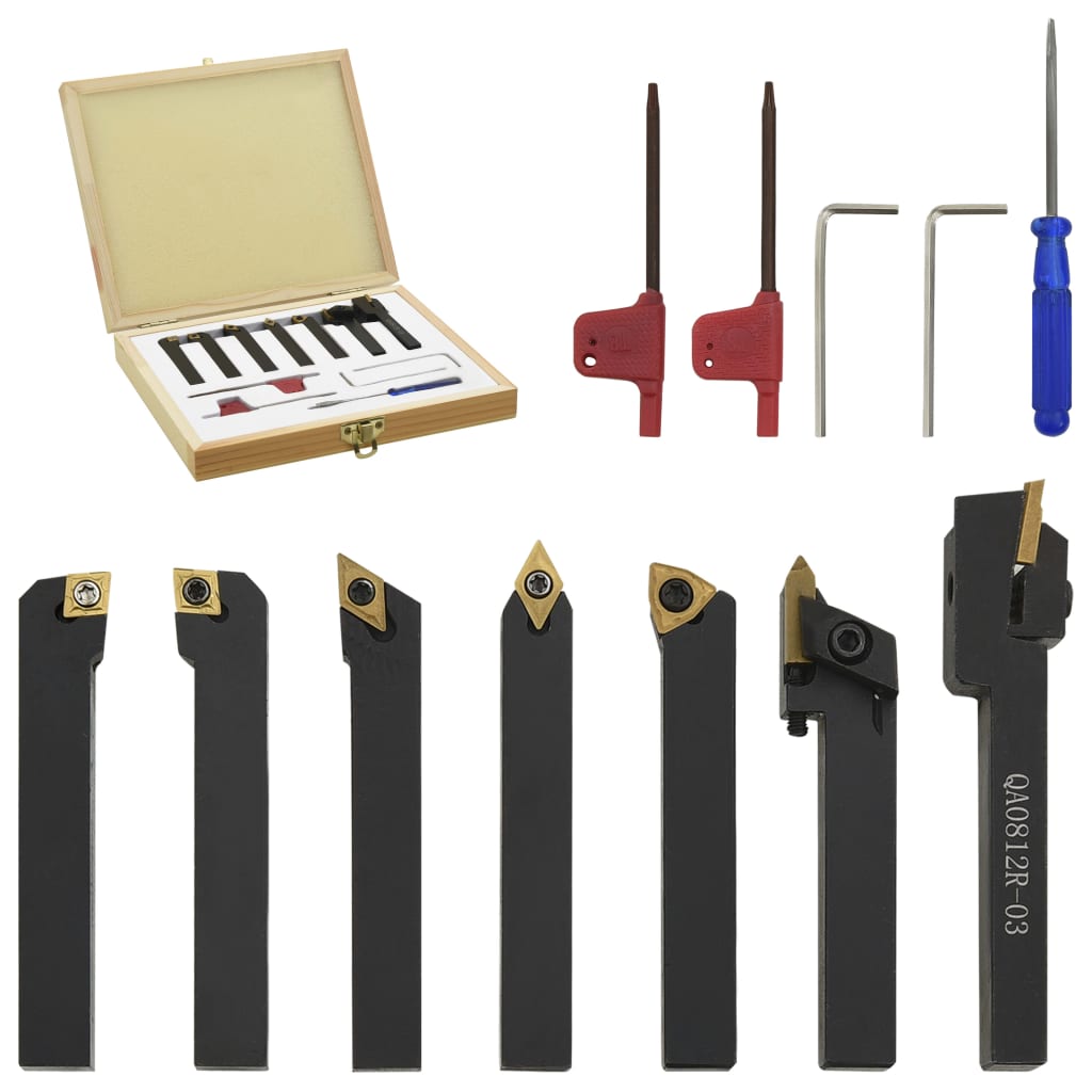 Berkfield 12 Pieces Indexable Turning Tool Set 8x8 mm 70 mm