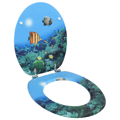 Berkfield WC Toilet Seat with Lid MDF Deep Sea Design