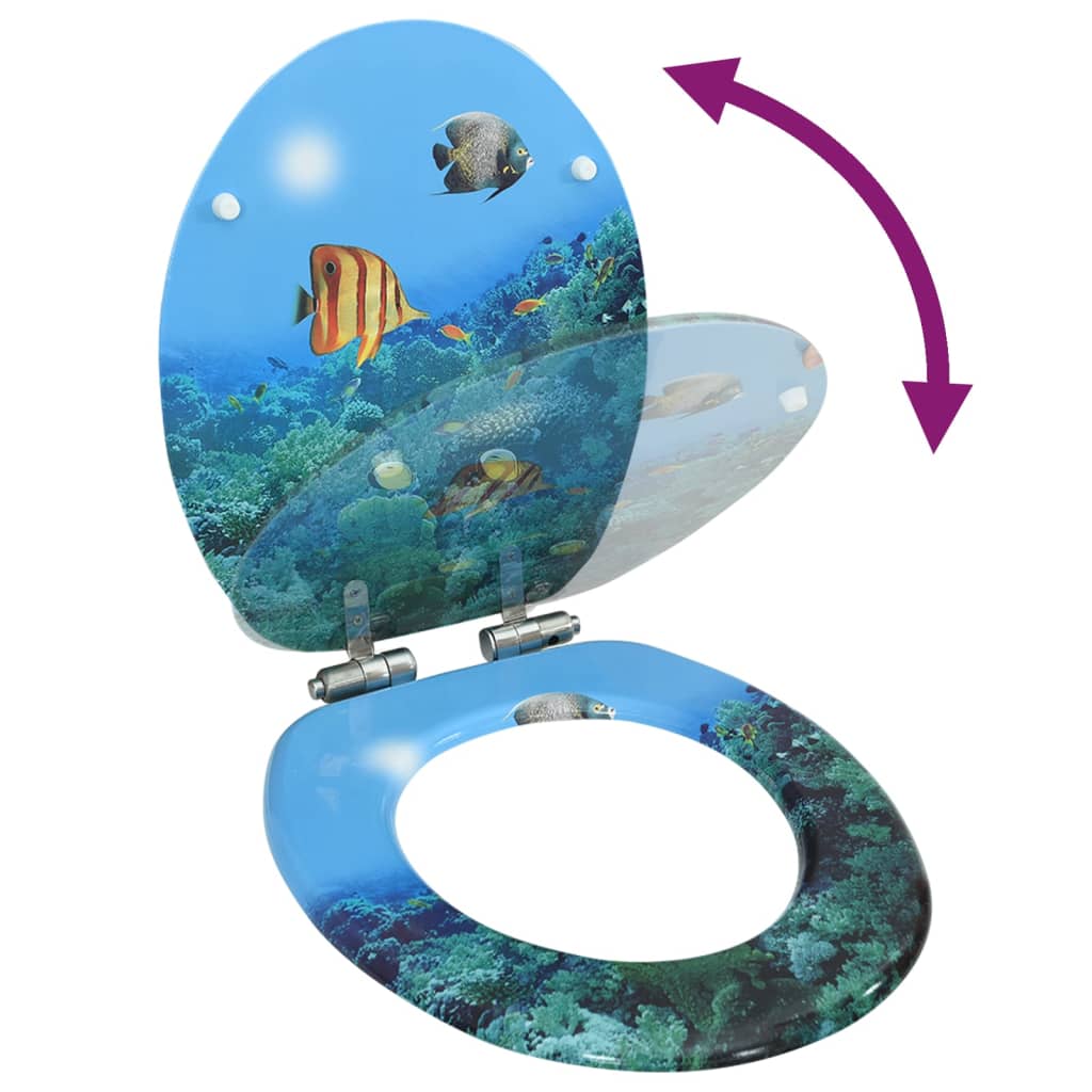 Berkfield WC Toilet Seat with Soft Close Lid MDF Deep Sea Design