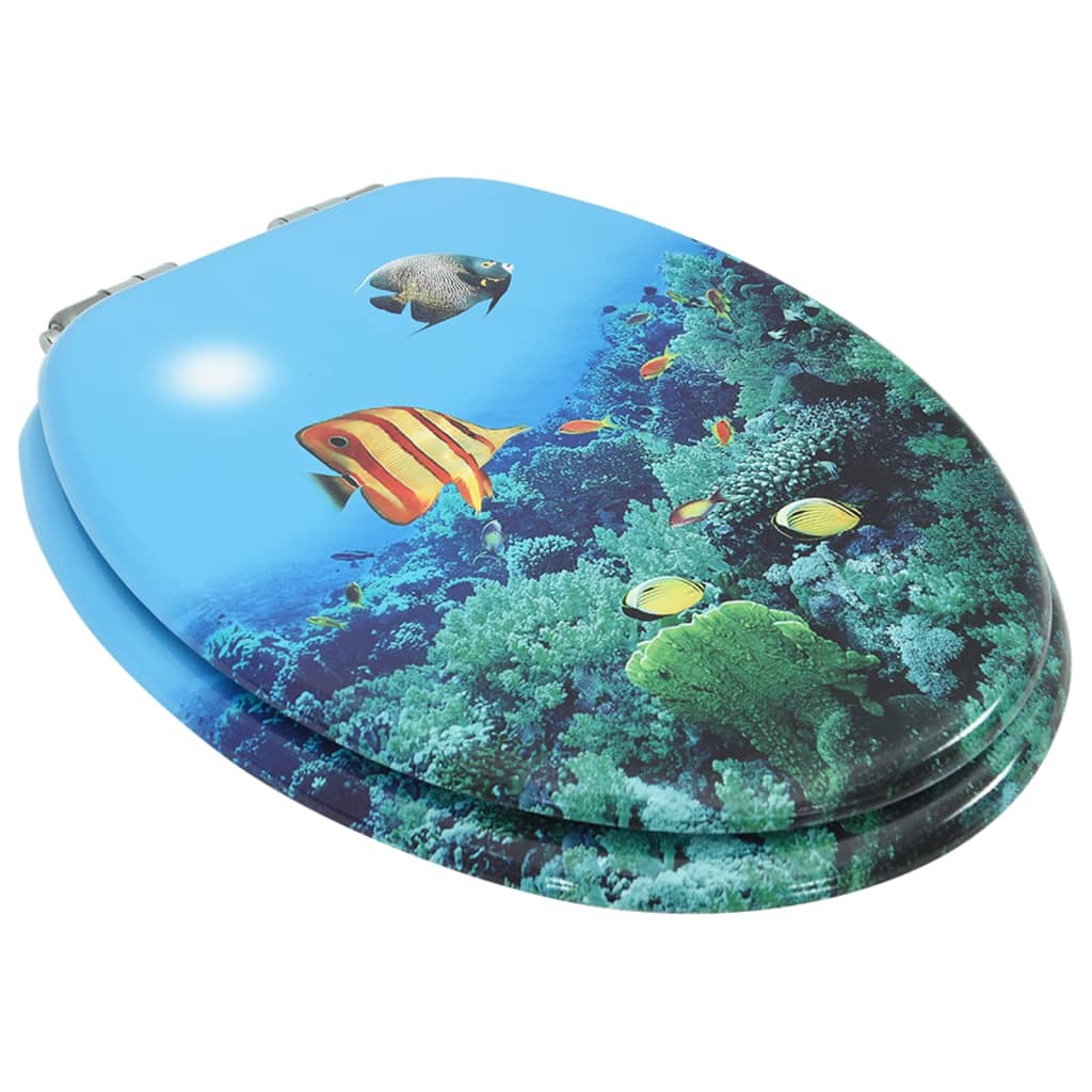 Berkfield WC Toilet Seat with Soft Close Lid MDF Deep Sea Design