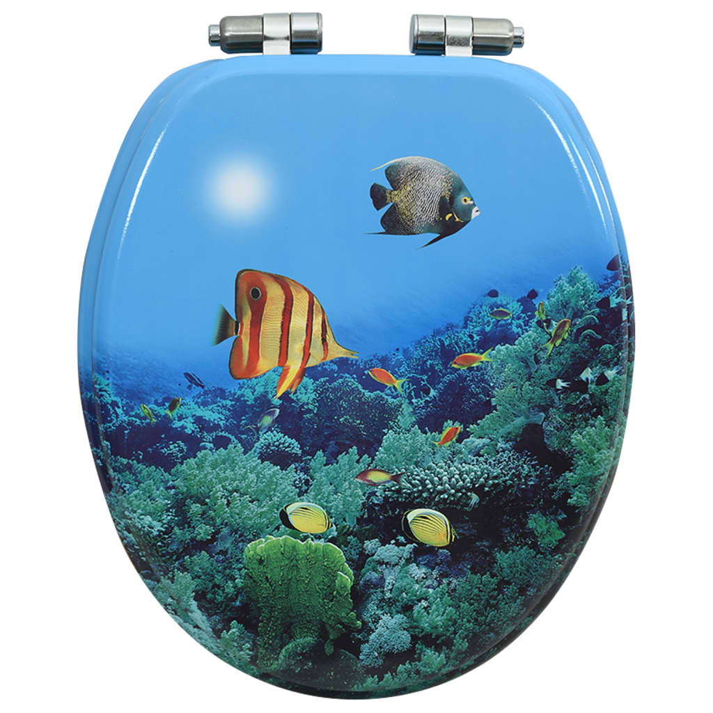 Berkfield WC Toilet Seat with Soft Close Lid MDF Deep Sea Design