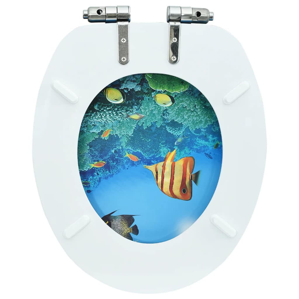 Berkfield WC Toilet Seat with Soft Close Lid MDF Deep Sea Design