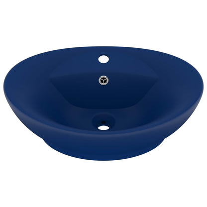 Berkfield Luxury Basin Overflow Oval Matt Dark Blue 58.5x39 cm Ceramic