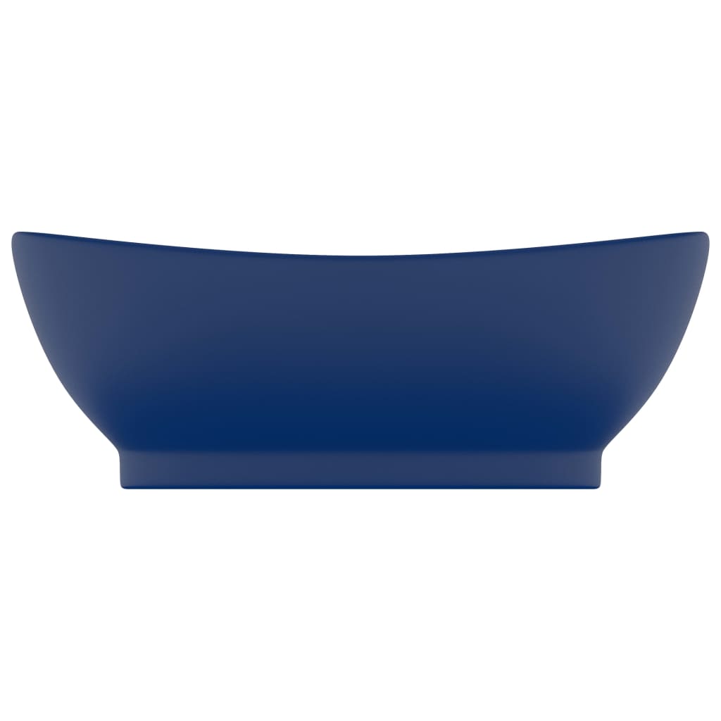 Berkfield Luxury Basin Overflow Oval Matt Dark Blue 58.5x39 cm Ceramic