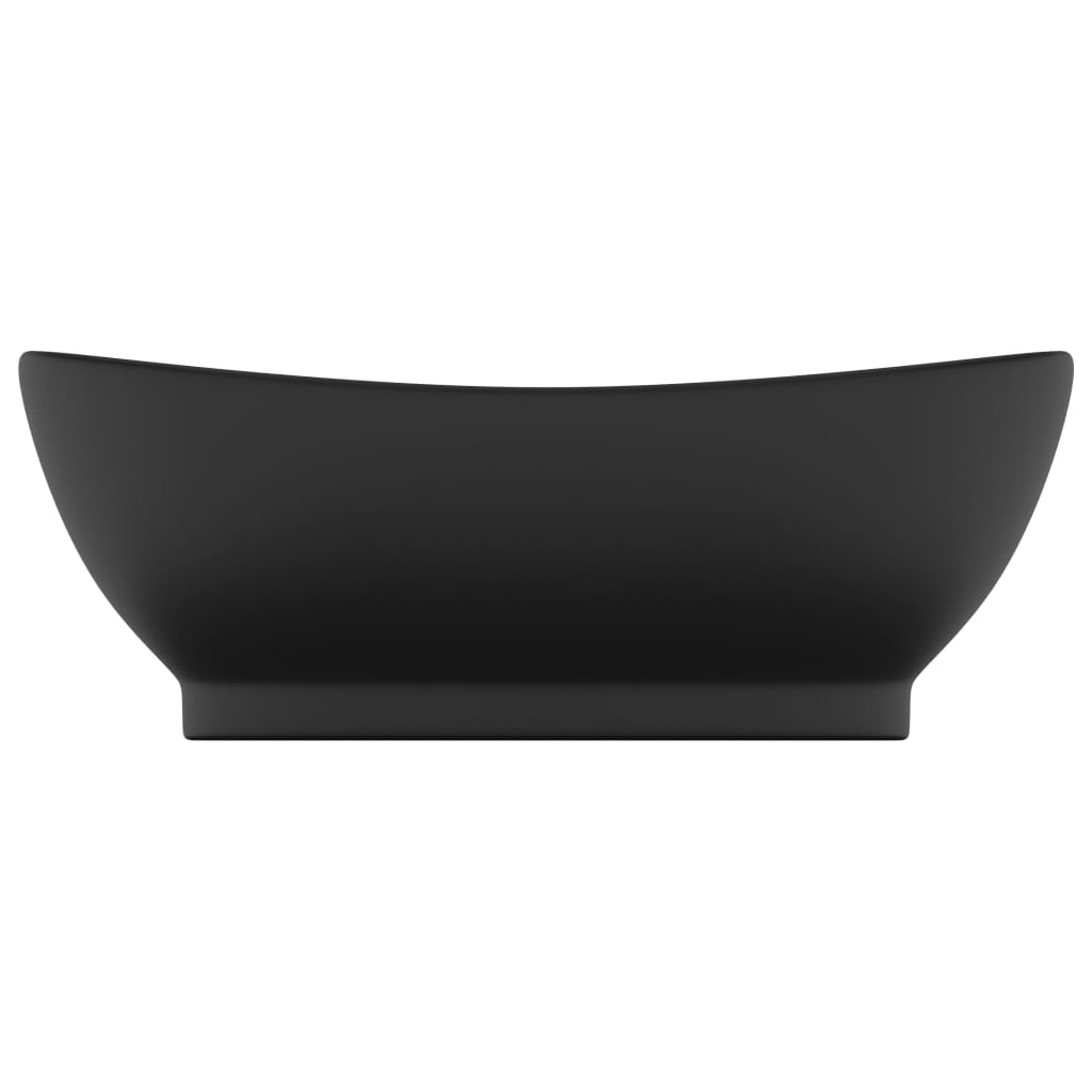 Berkfield Luxury Basin Overflow Oval Matt Black 58.5x39 cm Ceramic