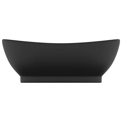 Berkfield Luxury Basin Overflow Oval Matt Black 58.5x39 cm Ceramic