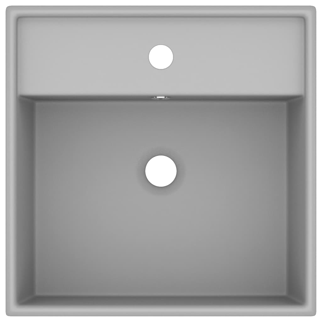 Berkfield Luxury Basin Overflow Square Matt Light Grey 41x41 cm Ceramic
