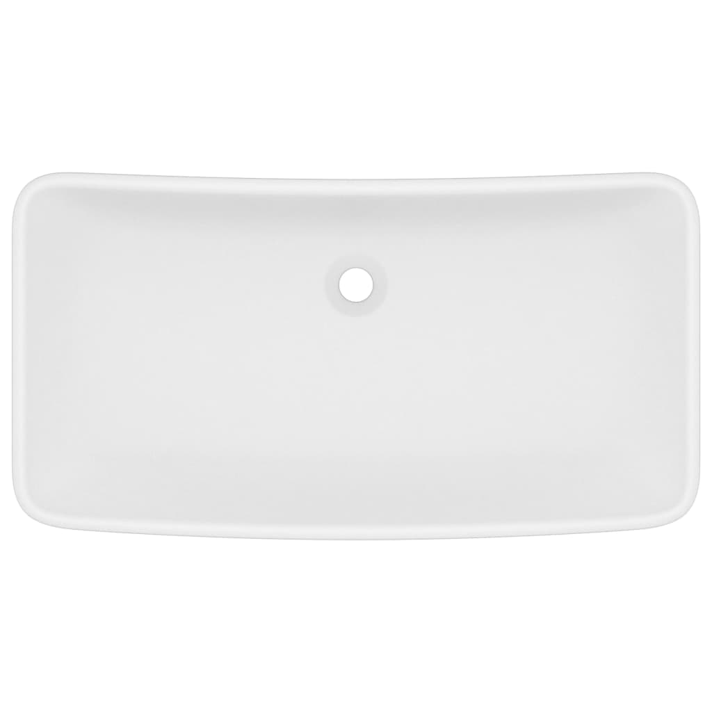 Berkfield Luxury Basin Rectangular Matt White 71x38 cm Ceramic