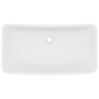 Berkfield Luxury Basin Rectangular Matt White 71x38 cm Ceramic