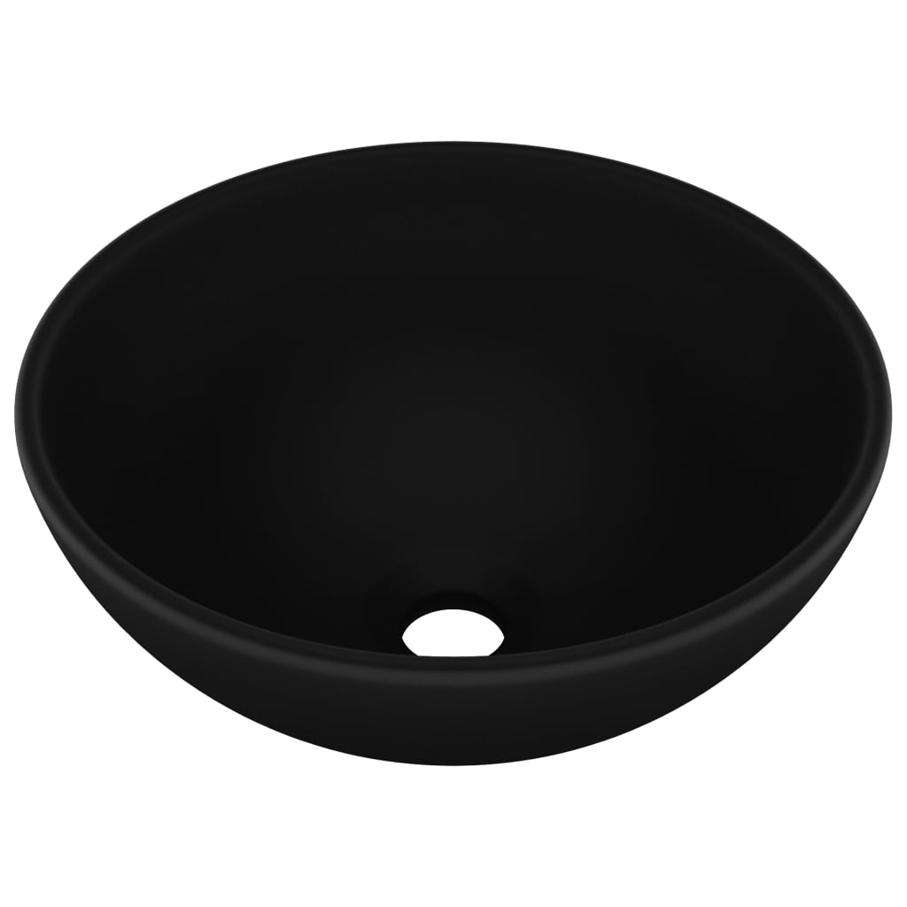 Berkfield Luxury Bathroom Basin Round Matt Black 32.5x14 cm Ceramic
