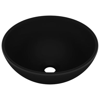 Berkfield Luxury Bathroom Basin Round Matt Black 32.5x14 cm Ceramic