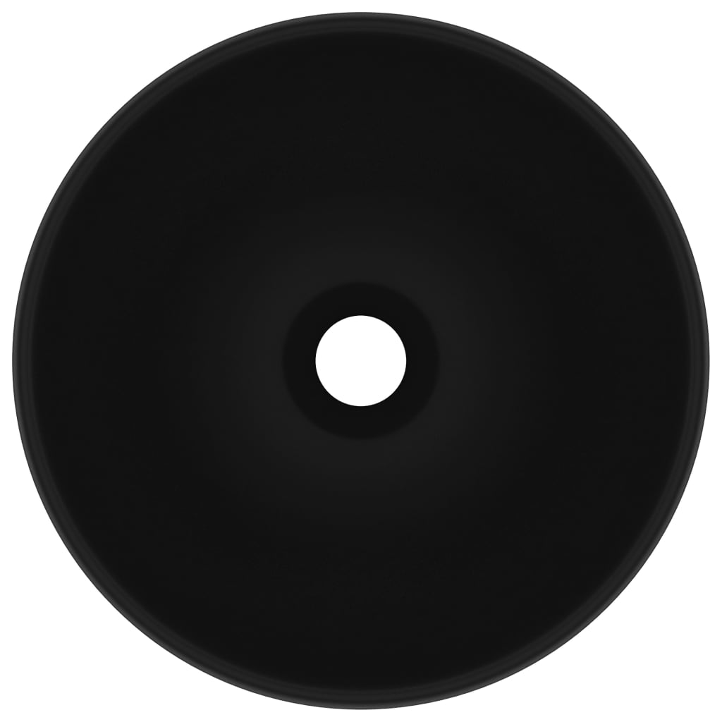 Berkfield Luxury Bathroom Basin Round Matt Black 32.5x14 cm Ceramic