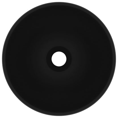 Berkfield Luxury Bathroom Basin Round Matt Black 32.5x14 cm Ceramic